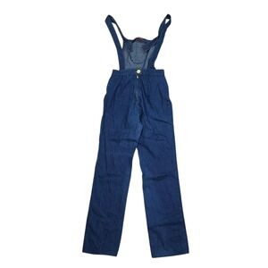Landlubber Overalls Womens Blue Denim Bell Bottom Vintage 70s Jumpsuit 26 x 32